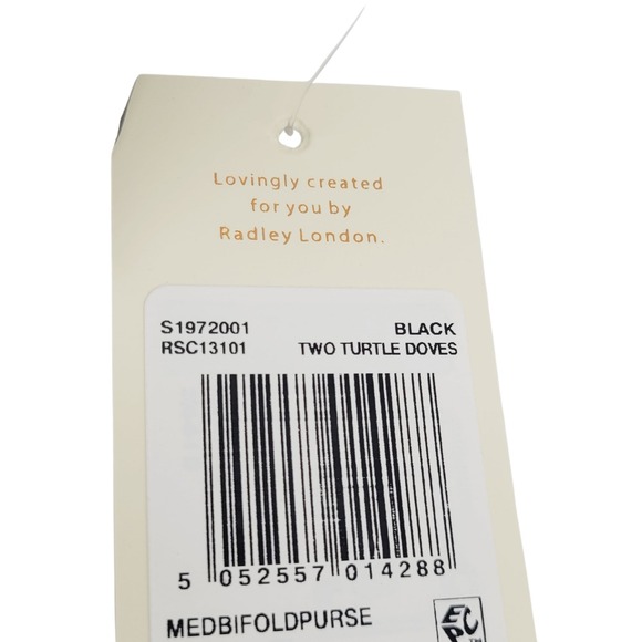 RADLEY London Leather Bifold Wallet Two Turtle Doves Medium Purse Black‎ NWT - Picture 6 of 7